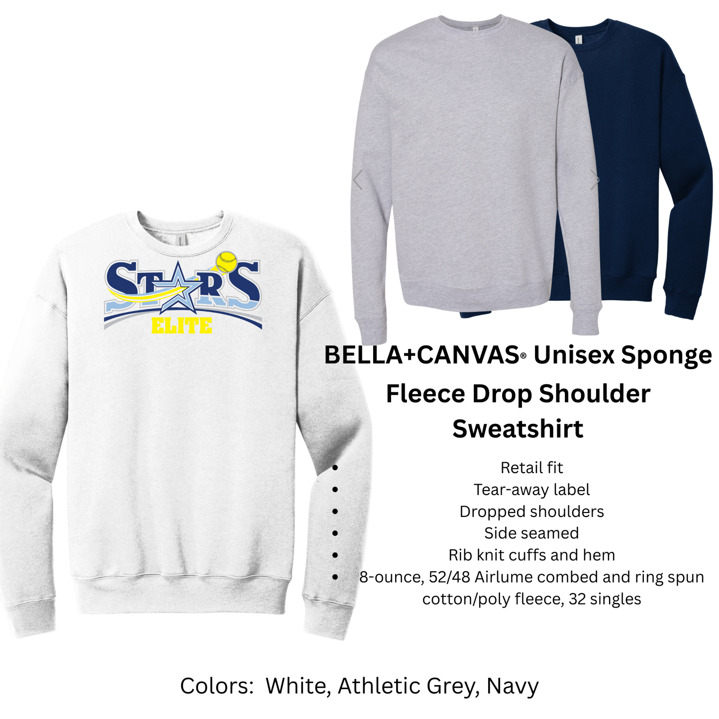 Stars Elite Softball - Bella Canvas Sweatshirt