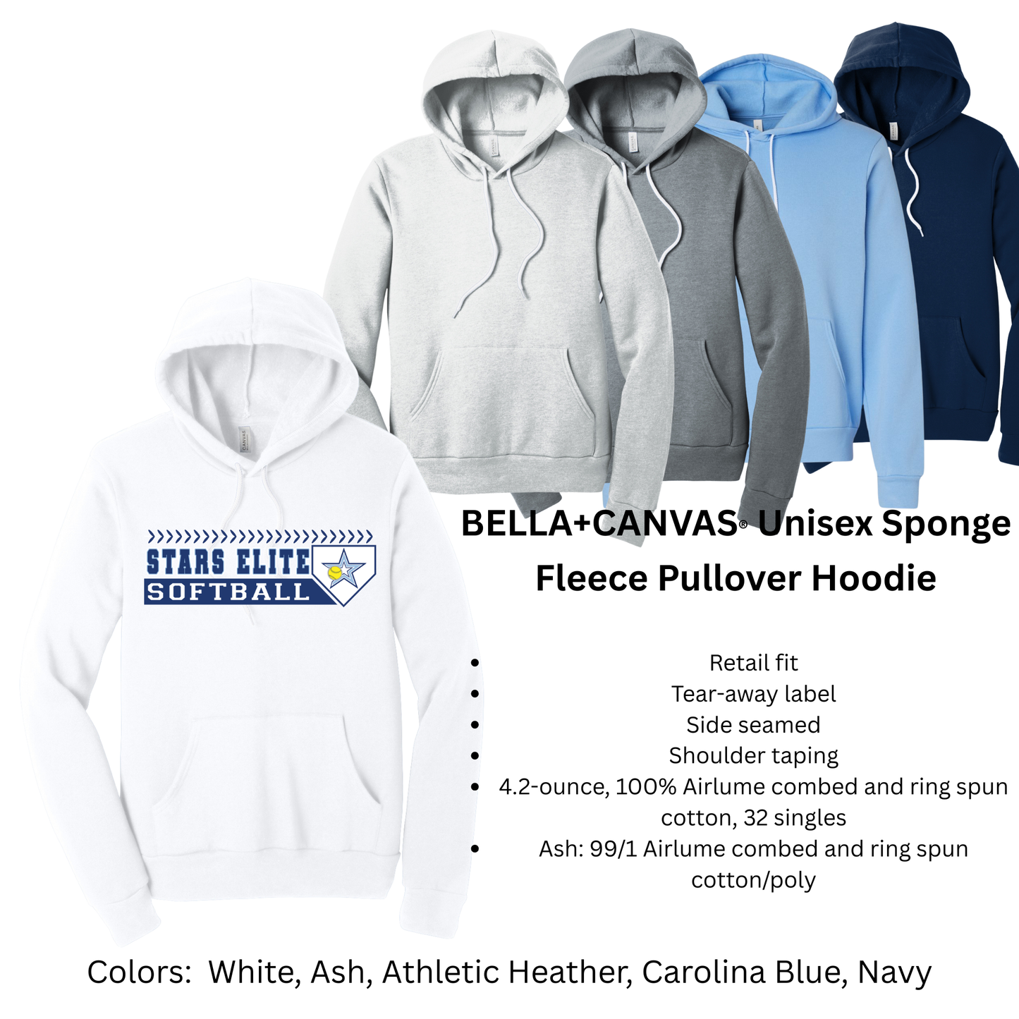 Stars Elite Softball - Bella Canvas Hoodie
