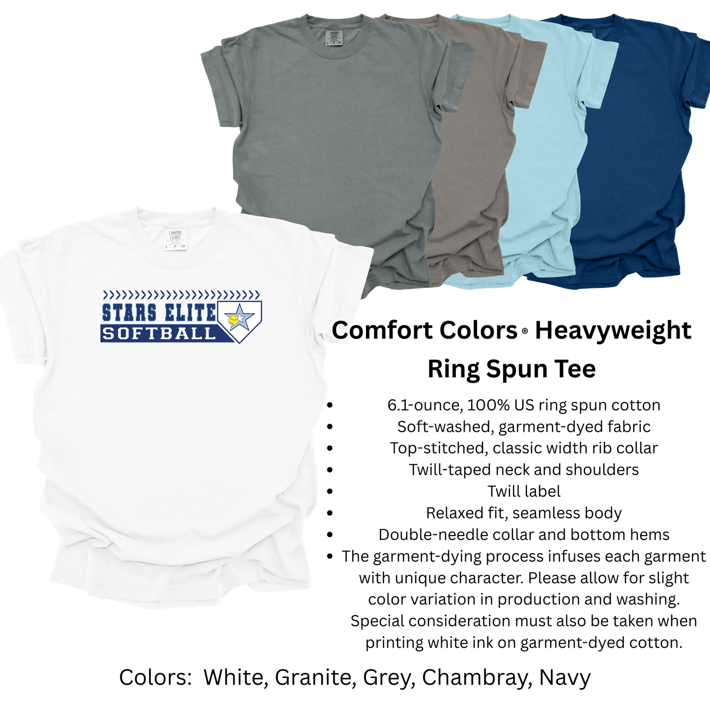 Stars Elite Softball - Comfort Colors TShirt
