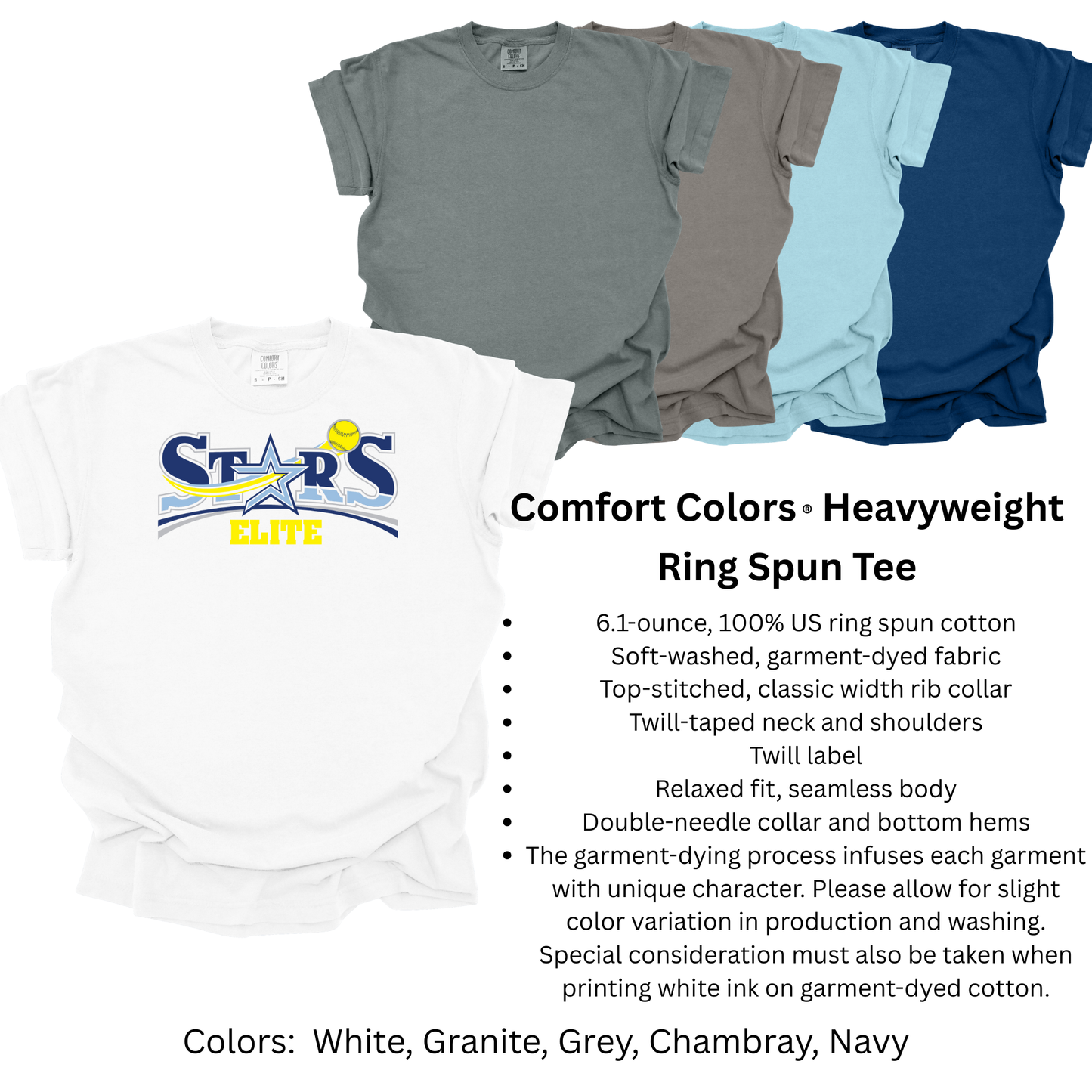 Stars Elite Softball - Comfort Colors TShirt
