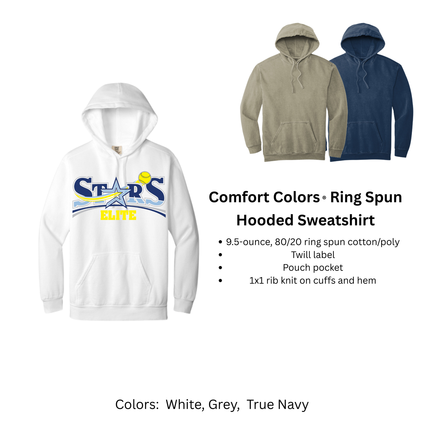Stars Elite Softball - Comfort Colors Hoodie