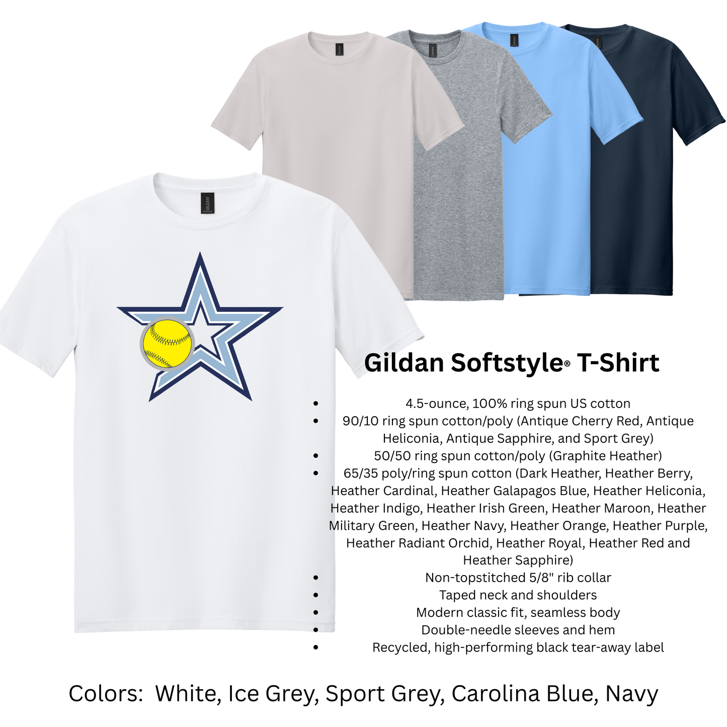 Stars Elite Softball - Gildan Softstyle TShirt