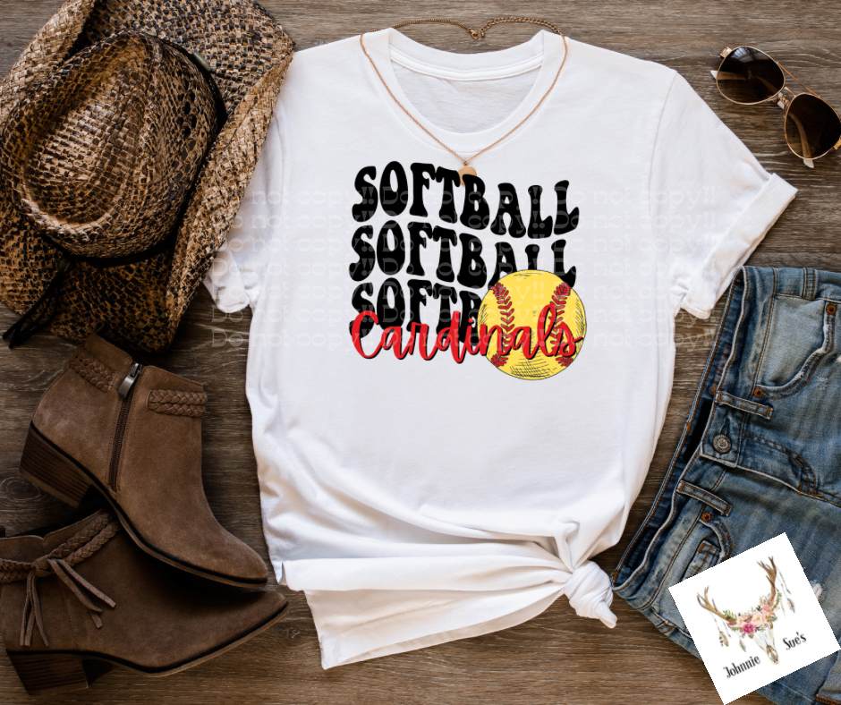 Team Spirit: Wavy Softball Cardinals