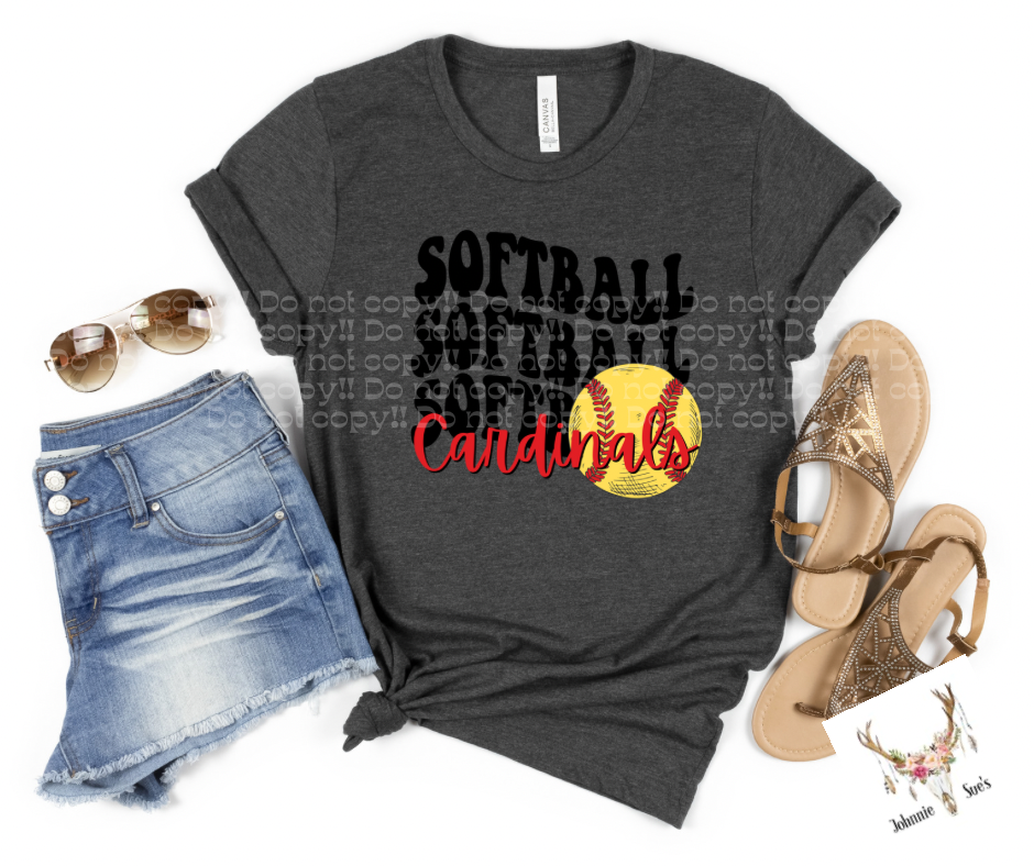 Team Spirit: Wavy Softball Cardinals