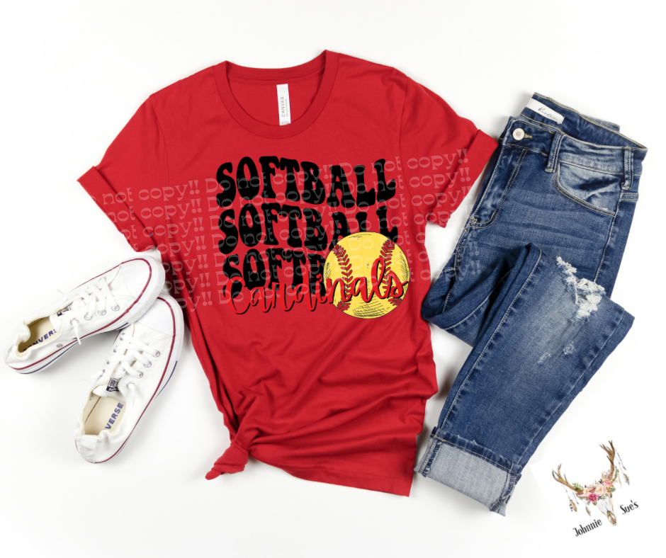 Team Spirit: Wavy Softball Cardinals