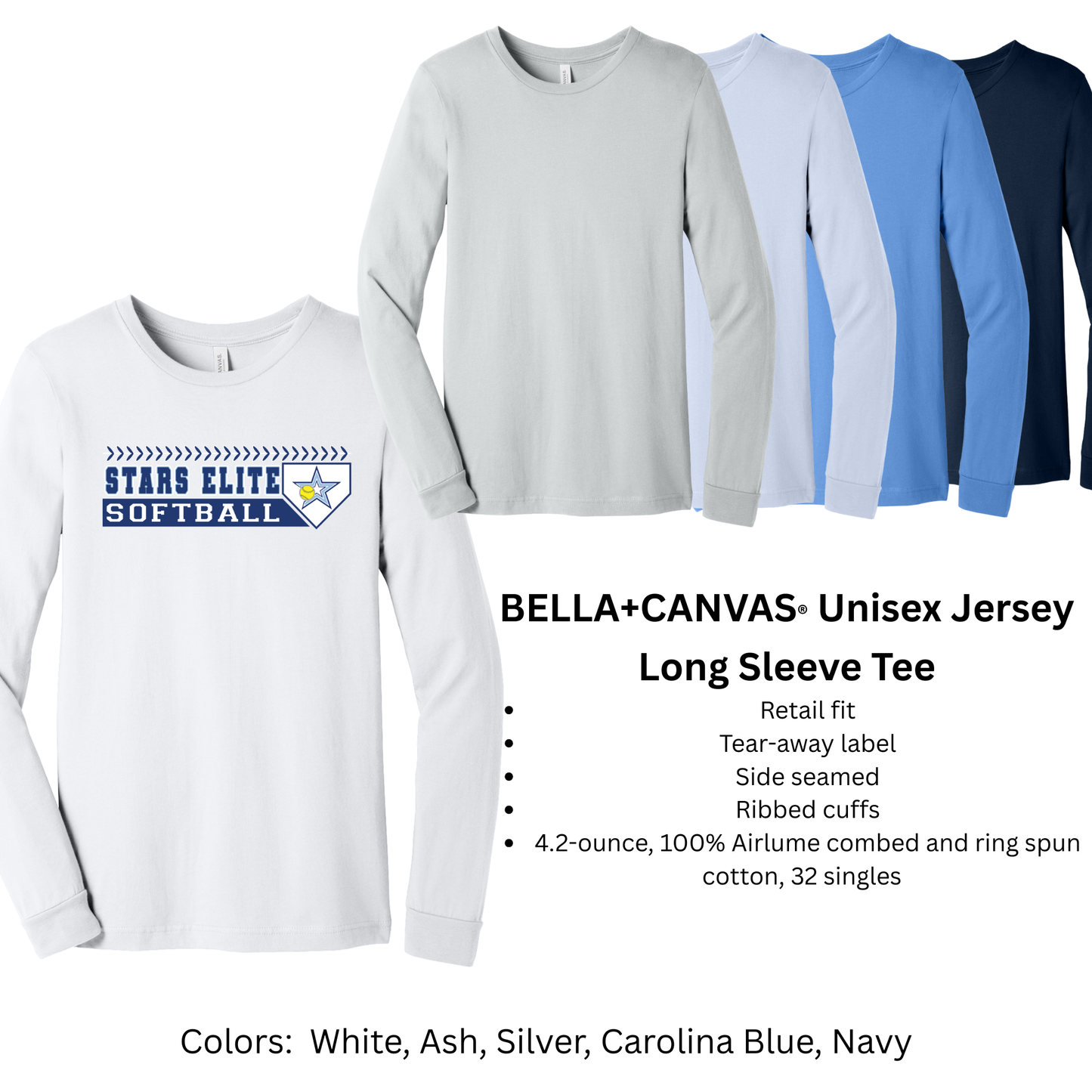 Stars Elite Softball - Bella Canvas Long Sleeve