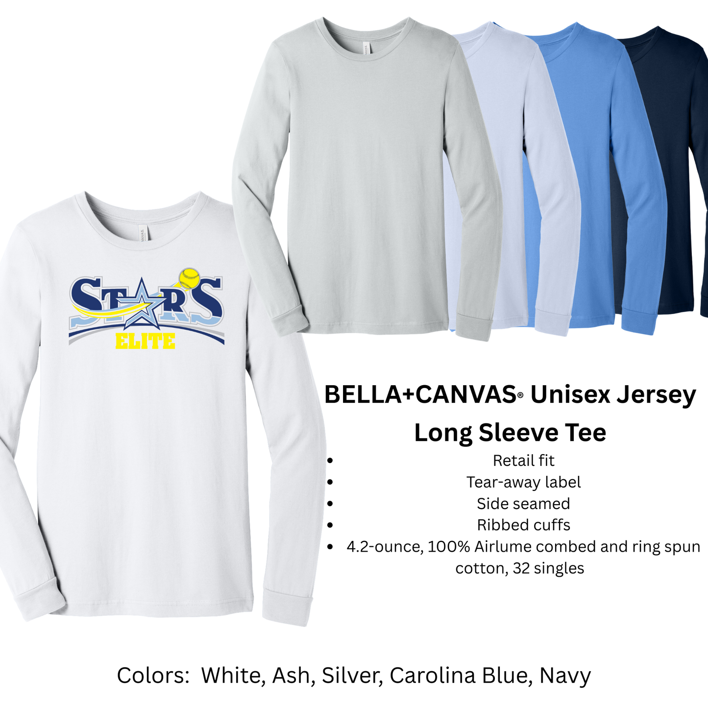 Stars Elite Softball - Bella Canvas Long Sleeve