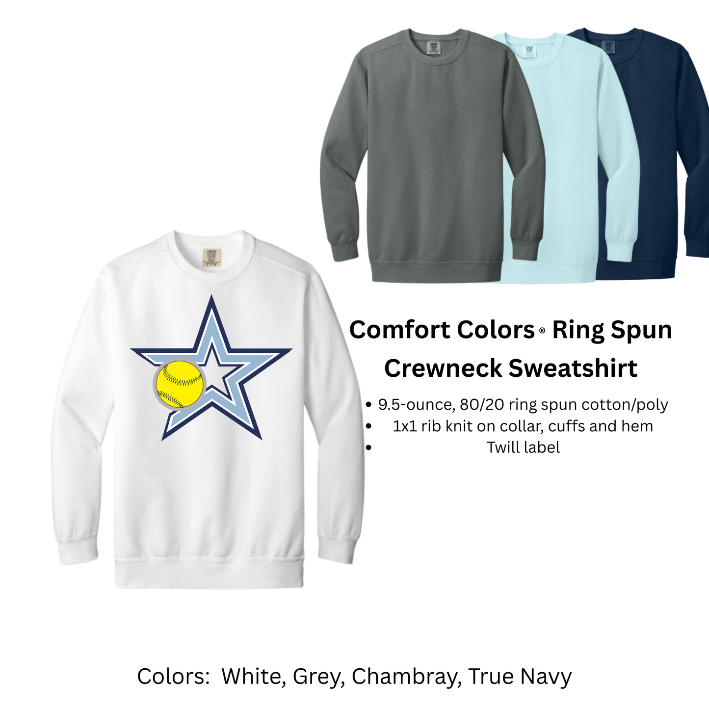 Stars Elite Softball - Comfort Colors Sweatshirt