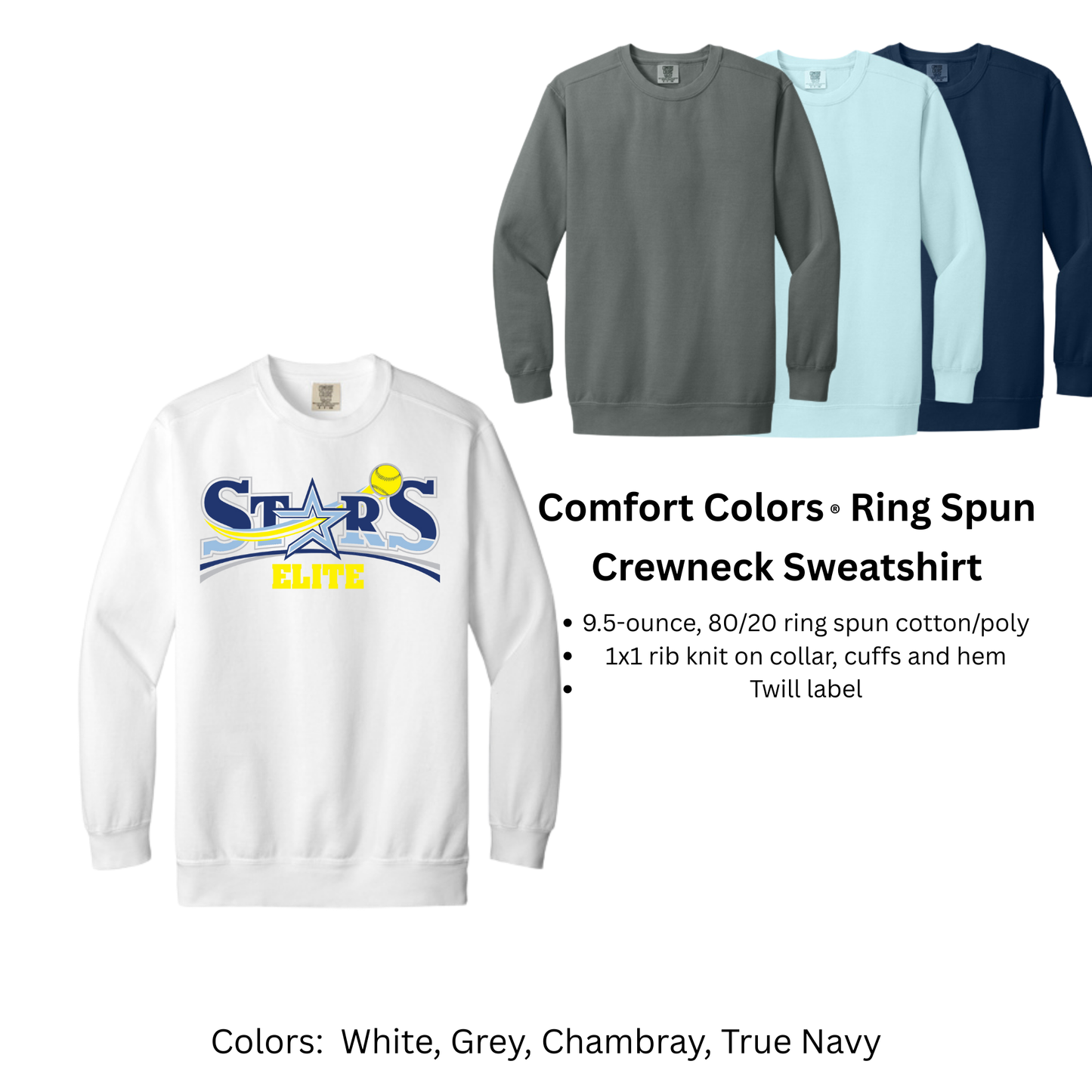 Stars Elite Softball - Comfort Colors Sweatshirt