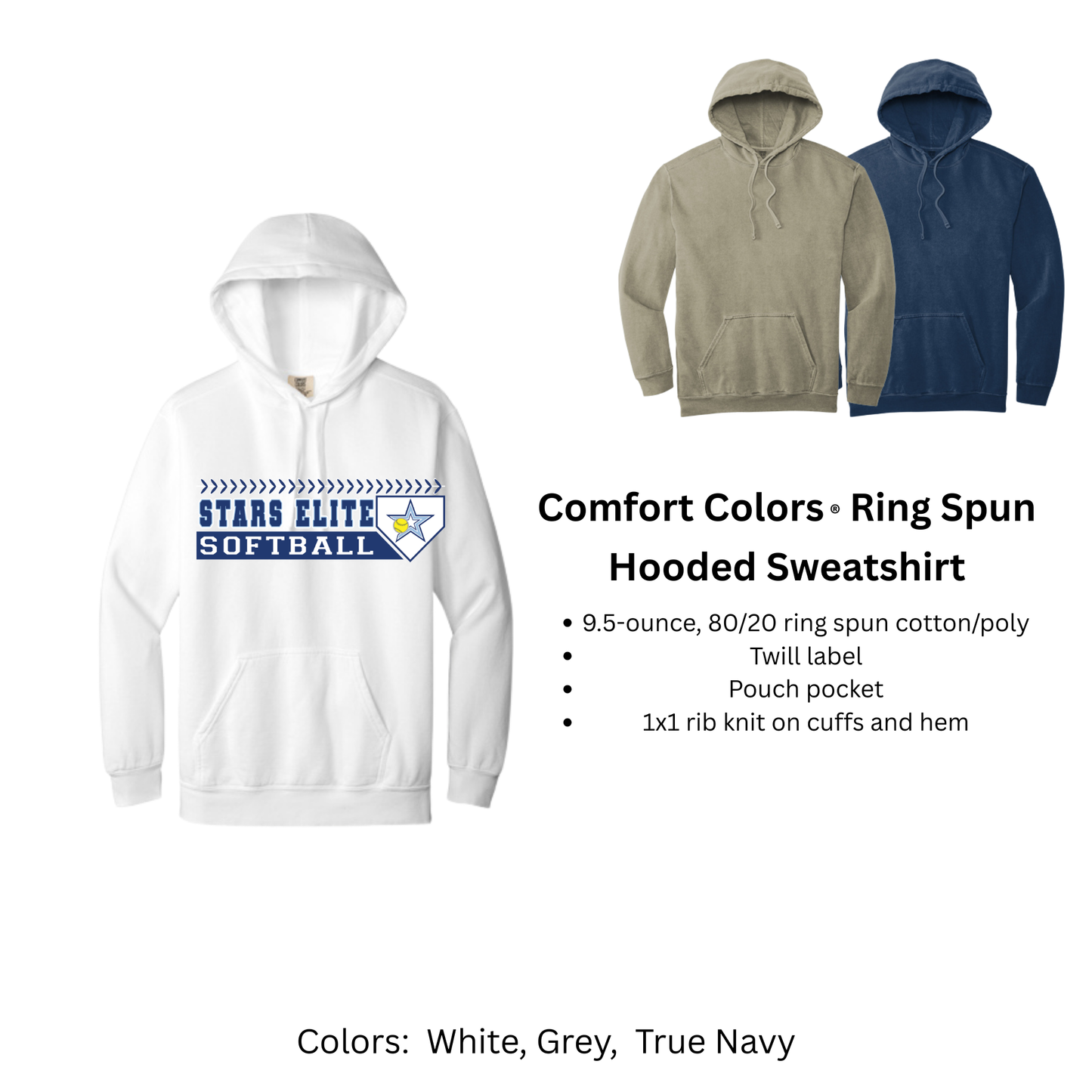 Stars Elite Softball - Comfort Colors Hoodie