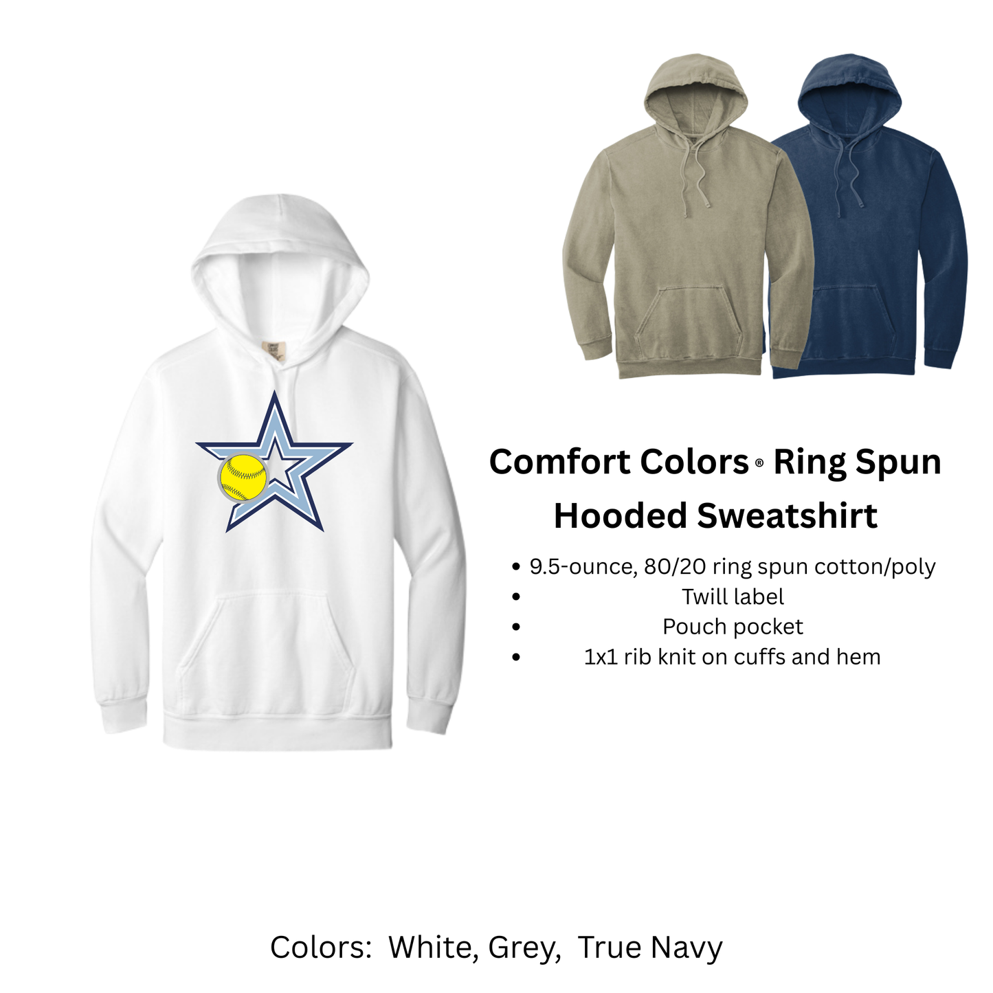 Stars Elite Softball - Comfort Colors Hoodie