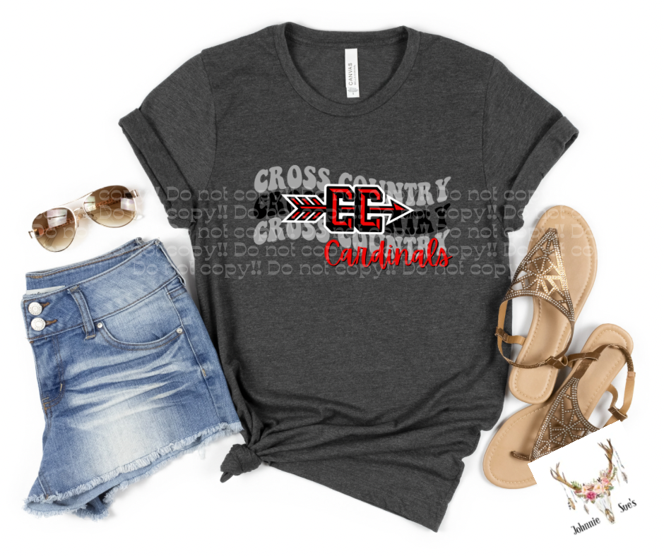 Team Spirit: Wavy Cross Country Cardinals
